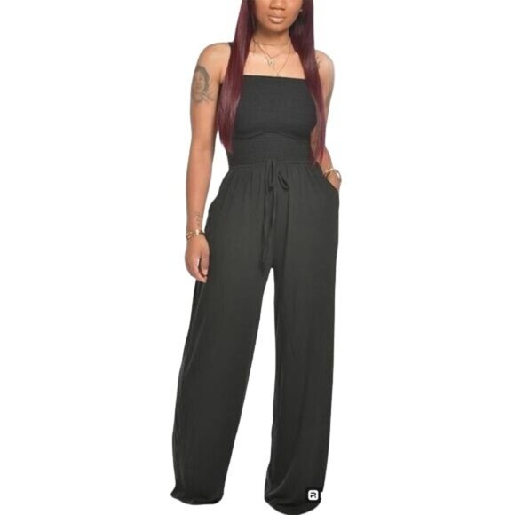 Strapless wide leg jumpsuit NWOT - Picture 2 of 12